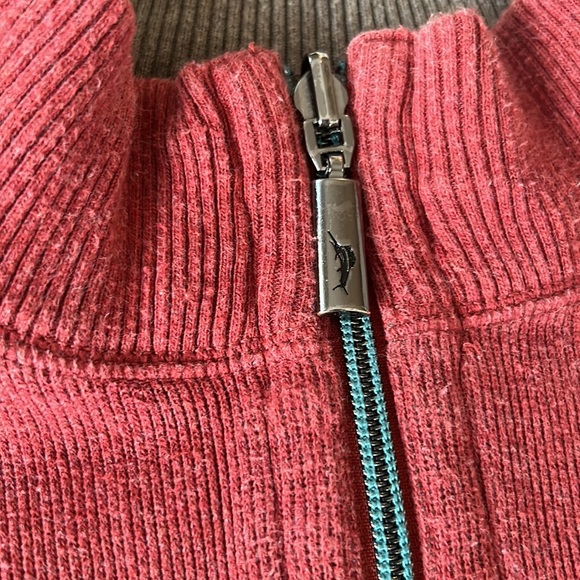 🌴Mens Tommy Bahama Reversible Quarter Zip Pullover Red Grey Beach - Picture 2 of 7